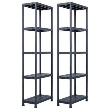 vidaXL Opbergrekken 2 st 125 kg 60x30x180 cm kunststof zwart, Verzenden