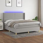 vidaXL Boxspring met matras en LED stof lichtgrijs 160x200, Verzenden, Nieuw