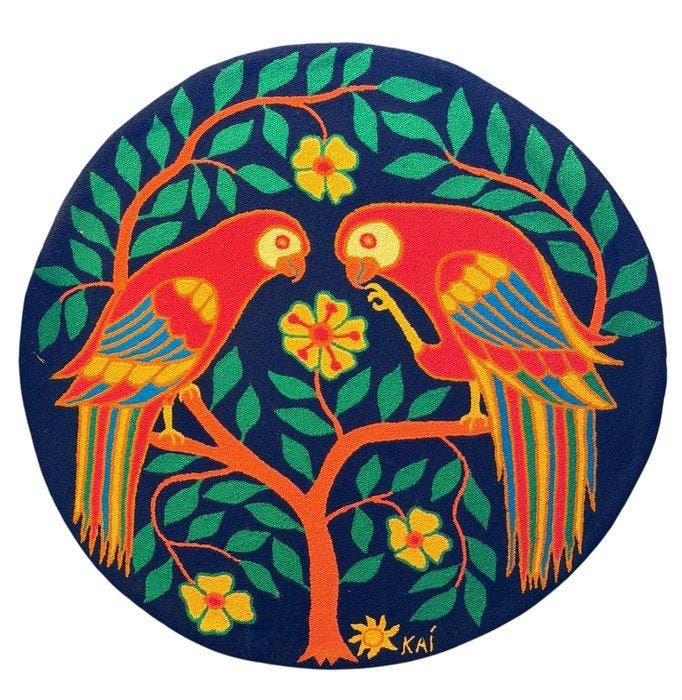 Ambachtelijk tapijt - Wandtapijt - 100 cm - 100 cm -, Antiek en Kunst, Curiosa en Brocante