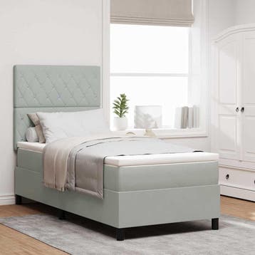 vidaXL LED Box Spring Bed met matras Lichtgrijs 100 x 200 cm, Verzenden, Nieuw