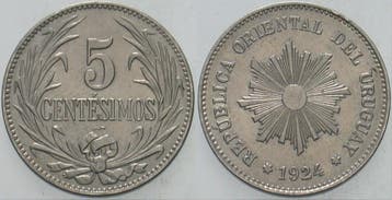 5 Centesimos 1924 Uruguay Republik, Verzenden