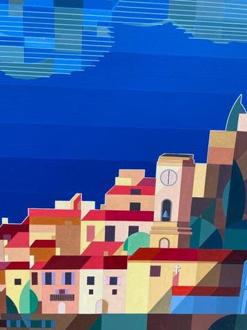 Maxime Dufour (1928-2016) - Paysage Village côtier - Mer et