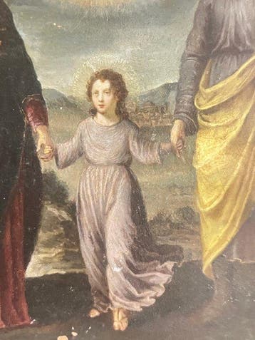 Italiaanse school (XVII) - Sacra Famiglia con il Dio Padre, Antiek en Kunst