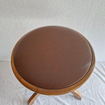 Tabouret - Bois, Cuir - Manivelle