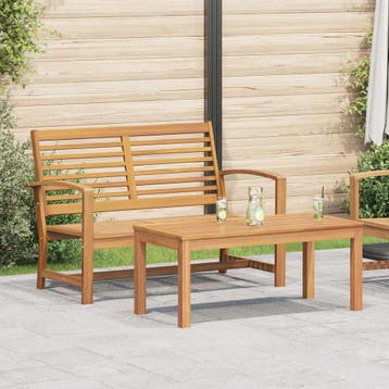 vidaXL Tuinstoel en Tafel Set 2 Stuk Bruin Massief Teakhout, Verzenden, Nieuw