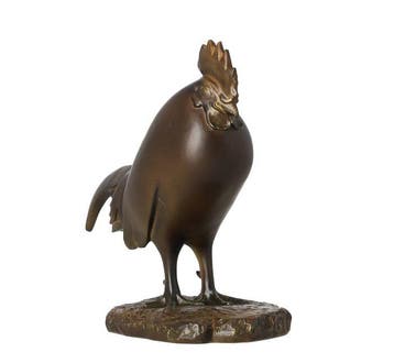 Beeldje - Mooie haan, bronskleurig - Hars