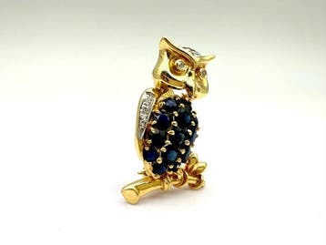Hanger - 18 karaat Geel goud, Witgoud - 0.50ct. tw. Saffier