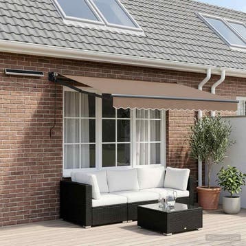 vidaXL Elektrisch Uitschuifbare Zonneluifel Taupe 3,5 x 2,5, Verzenden