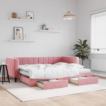 vidaXL Slaapbank met onderschuifbed en lades 80x200 cm, Verzenden, Nieuw