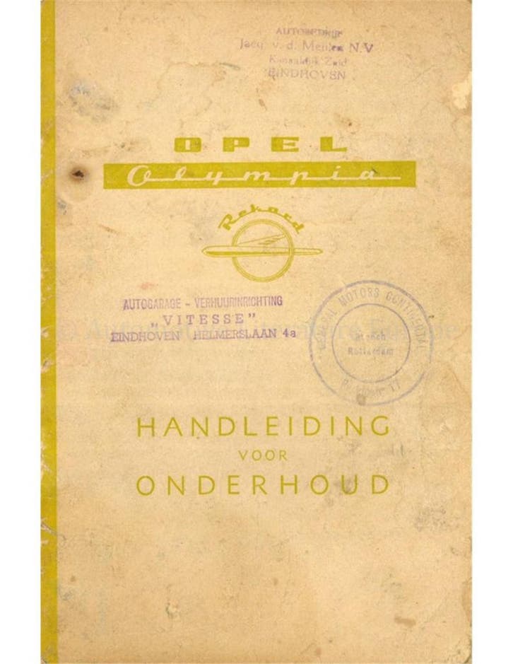 1955 OPEL OLYMPIA REKORD INSTRUCTIEBOEKJE NEDERLANDS, Autos : Divers, Modes d'emploi & Notices d'utilisation