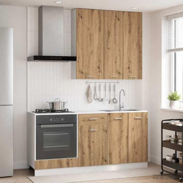 vidaXL Keukenblok LYON 5 pcs Artisanaal eiken Bewerkt hout, Verzenden, Nieuw