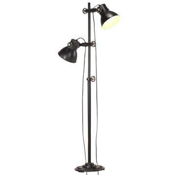 vidaXL Vloerlamp met 2 lampenkappen E27 gietijzer zwart, Verzenden