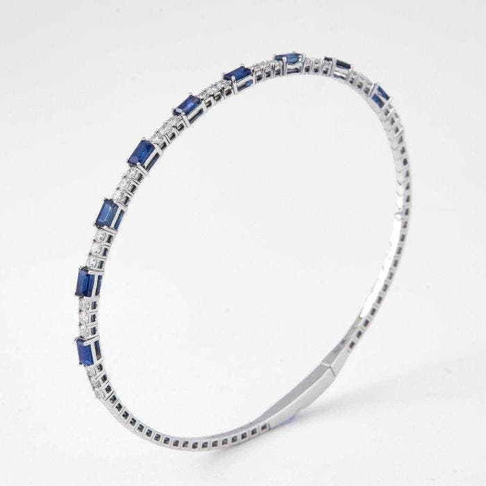 Armband - 14 karaat Witgoud - 2.27ct. tw. Saffier - Diamant, Handtassen en Accessoires, Armbanden