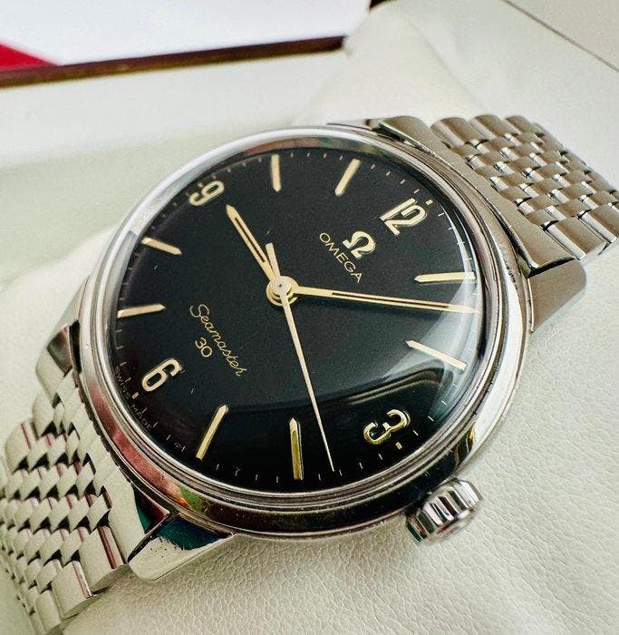 Omega - Seamaster 30 - Black Gilt Dial - cal. 286 - Sans, Handtassen en Accessoires, Horloges | Heren