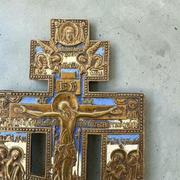 Kruis - Verguld brons - 1850-1900 - Russisch-orthodox