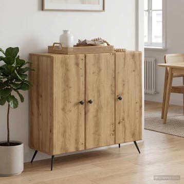vidaXL Dressoir Artisanaal eiken 89 x 34,5 x 80 cm Bewerkt, Verzenden