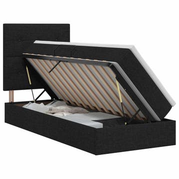 vidaXL Opslag bed met matras met hoofdeinde Zwart 90 x 190, Verzenden