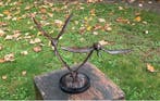 sculptuur, De trekvogels - 43 cm - brons marmer