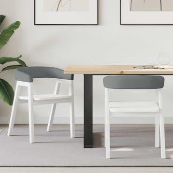 vidaXL Eetstoelen 2 st Massief Rubberhout Wit 54 x 57 x 73, Verzenden