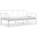 vidaXL Slaapbank uittrekbaar metaal wit 90x200 cm, Verzenden, Nieuw