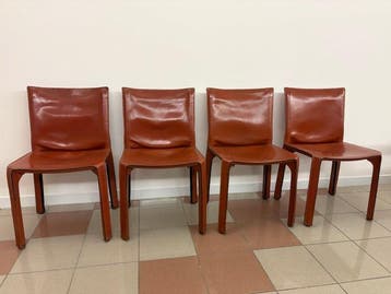 Cassina - Stoel (4) - Cab 412 - Hoogwaardig natuurlijk leer,