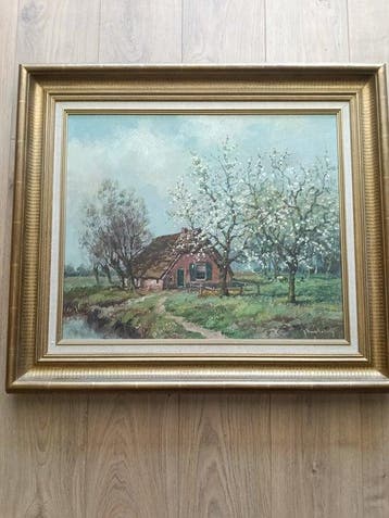 G.Kwintenberg (XX) - Bloesembomen bij een boerderij