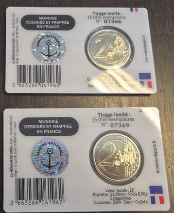 France. 2 Euro 2026 Marine Nationale (2 coins) (Sans prix