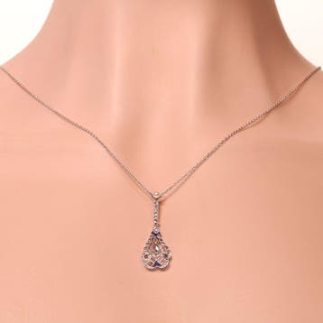 Halsketting Platina - Diamant - Saffier, Art Deco 1920, Bijoux, Sacs & Beauté, Colliers