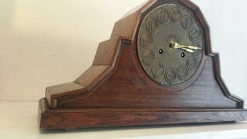 Amsterdamse School klok - MUNDI - Art Deco -eiken - messing