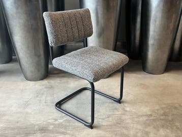 Veiling - Eetkamerstoel Wicky (set van 4) Linnenstof - Donke, Nieuw