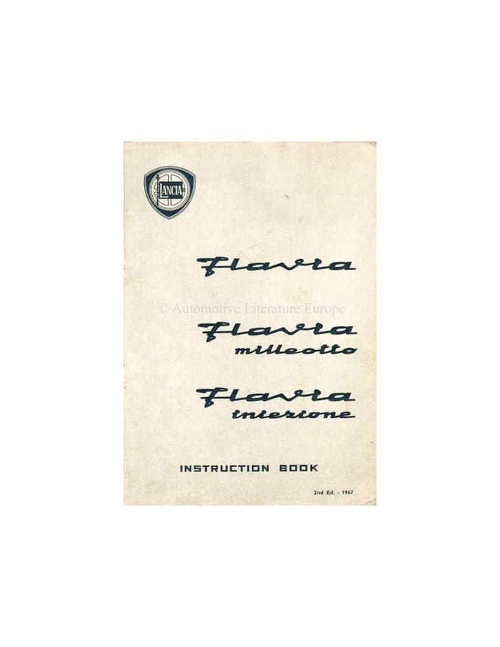1967 LANCIA FLAVIA BERLINA INSTRUCTIEBOEKJE ENGELS, Autos : Divers, Modes d'emploi & Notices d'utilisation