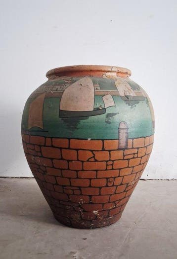 Gesigneerde terracotta kruik. 1931 - Frankrijk (Zonder, Antiek en Kunst
