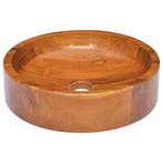 vidaXL Wastafel ø40x10 cm massief teakhout, Doe-het-zelf en Bouw, Verzenden, Nieuw