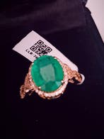 Statement ring - 14 karaat Geel goud - 3.86ct. tw. Smaragd -, Bijoux, Sacs & Beauté