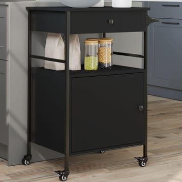 vidaXL Keukentrolley 56x43x89,5 cm bewerkt hout zwart, Verzenden, Nieuw