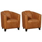Set van 2 Leren fauteuils Press Special - Vintage Cognac, Maison & Meubles, Fauteuils, Ophalen of Verzenden