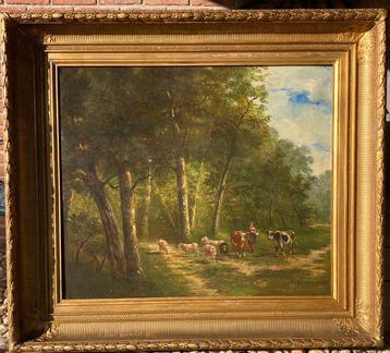 Alphonse Sauvage (XIX) - Romantisch zomerlandschap