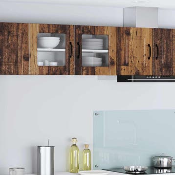 vidaXL Wandglas Kasten PORTO 2 st Oudhout Bewerkt hout, Verzenden, Nieuw