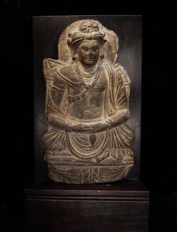 Gandhara Schist - Zittende Boeddha in meditatie - 1e/3e eeuw