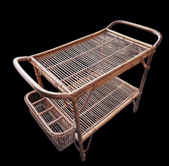 Chariot de service - Bambou, Rotin, Antiek en Kunst, Kunst | Designobjecten