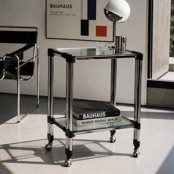Chariot de service - Verre, Chrome, Plastique, Métal - Table