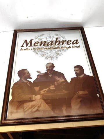 miroir publicitaire de la bière Menabrea - Enseigne, Antiek en Kunst