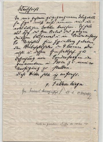 Erich von Falkenhayn à Feldmaréchal Paul von Hindenburg -