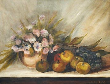 École européenne (XIX-XX) - Fleurs roses et fruits