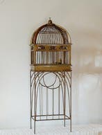 Art Nouveau Vogelkooi - Metaal, Hout - Decoratieve oude kooi