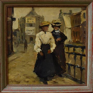 Dutch School (XX), after Isaac Israels - Ladies on the canal