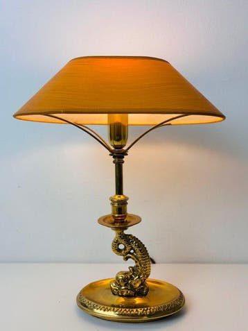 Tafellamp - Zware Franse messing draak tafellamp, ca. 1950 -