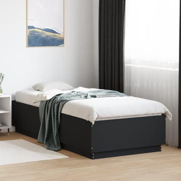 vidaXL Bedframe bewerkt hout zwart 90x200 cm, Verzenden, Nieuw