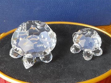 Swarovski - Figurine - Schildpadden groot en klein - Cristal