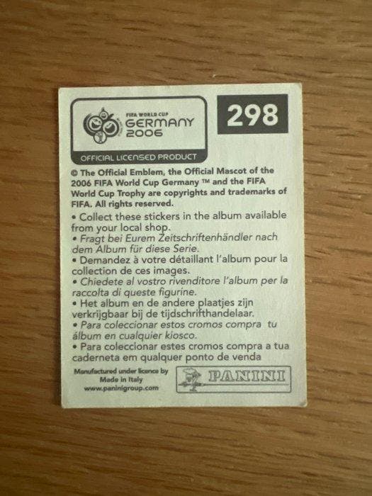 Panini World Cup Germany 2006 - #298 Ronaldo Rookie Sticker, Collections, Autocollants